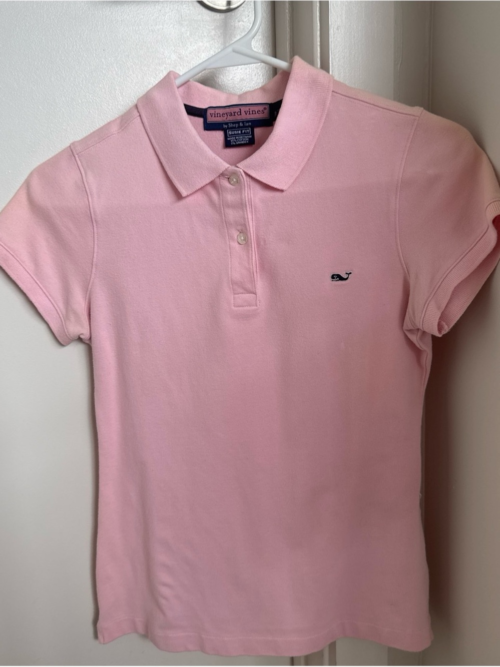 Vineyard Vines Women's Light Pink Polo Shirt with Whale Logo
